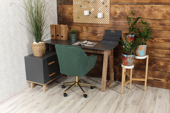 Fotel kubełkowy do biurka FABIO zielony/złoty