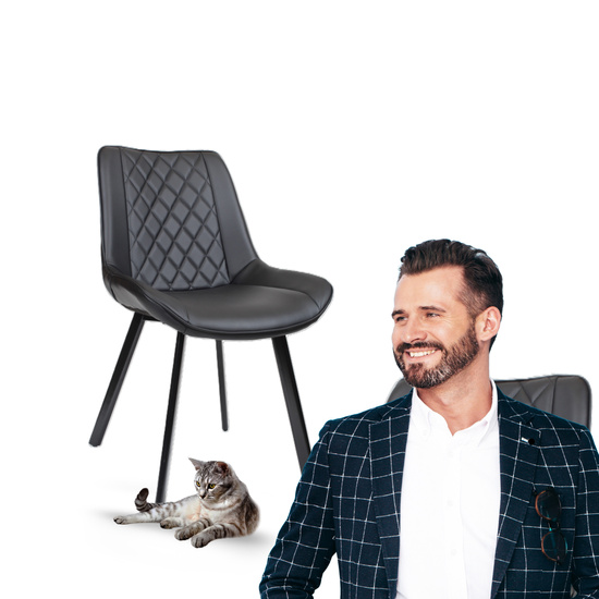 Tapicerowane krzesło do jadalni DORA | czarna ekoskóra