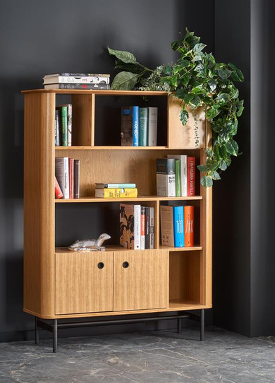 Regał SMART REG-2 dąb naturalny/czarny