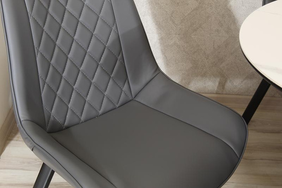 Tapicerowane krzesło do jadalni DORA | szara ekoskóra