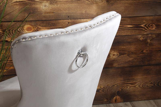 Krzesło na sprężynach pikowane z kołatką i ćwiekami HUGO szare