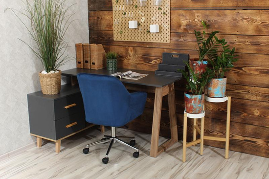 Fotel kubełkowy do biurka FABIO granatowy/chrom