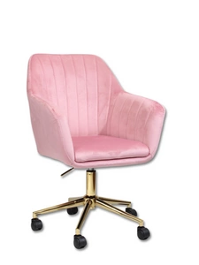 Fotel kubełkowy do biurka FABIO różowy/złoty
