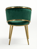 Welurowe krzesło z przeplatanym oparciem TESSA VELVET zielone na złotym stelażu