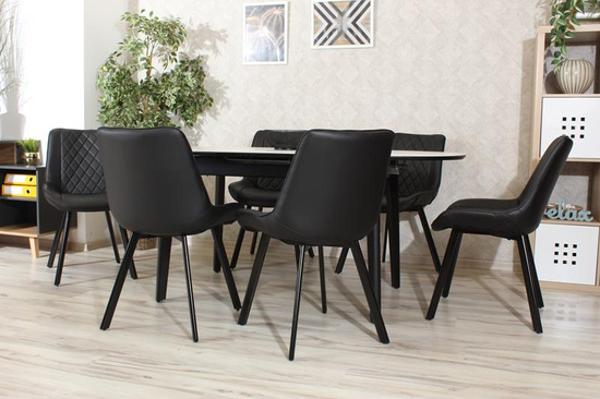 Tapicerowane krzesło do jadalni DORA | czarna ekoskóra