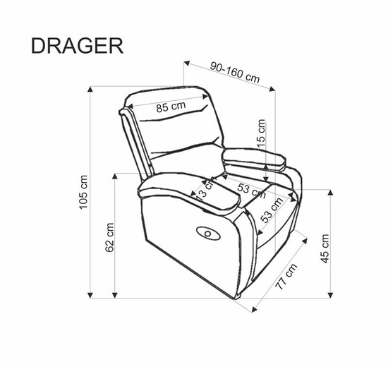 Fotel wypoczynkowy DRAGER w eleganckim czarnym kolorze