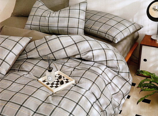 Pościel w kratkę 160 x 200 3cz Satyna Bawełniana nr A1777