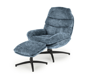 DARIO fotel wypoczynkowy z podnóżkiem oraz z funkcją kołyski, niebieski (1p=1szt)