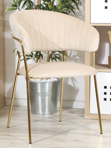 Eleganckie krzesło do jadalni w stylu glamour MALE 2 beżowy welur /złoto