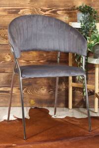 Eleganckie krzesło do jadalni w stylu glamour MALE szary welur / srebrny stelaż