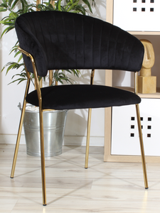 Eleganckie krzesło do jadalni w stylu glamour MARGO 2 czarny welur /złoto