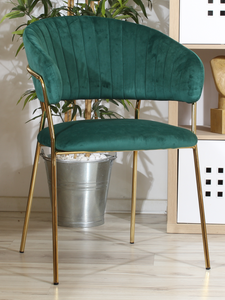 Eleganckie krzesło do jadalni w stylu glamour MARGO 2 zielone welur /złoto