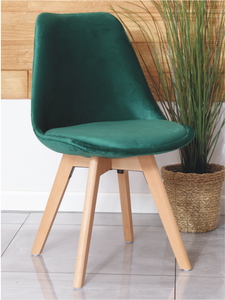 Krzesło CHARLIE A zielony welur / bukowe nogi