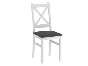 Krzesło drewniane z drewnianym siedziskiem CARO białe z czarnym welurowym siedziskiem