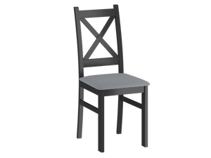 Krzesło drewniane z drewnianym siedziskiem CARO czarne z szarym pikowanym siedziskiem