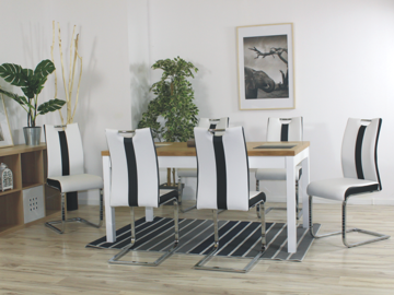 Designerskie krzesło na płozach RITMO biało-czarne