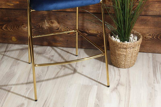 Eleganckie krzesło barowe w stylu glamour MALE granatowy welur /złoty