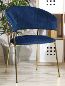 Eleganckie krzesło do jadalni w stylu glamour MALE granatowy welur / złoty stelaż