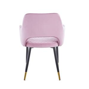 Eleganckie krzesło do jadalni z przeszyciami FRANCO różowe na czarno-złotych nogach