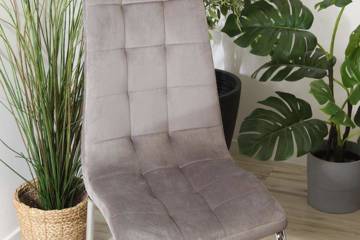Eleganckie krzesło z weluru CORSO B szare na chromowanym stelażu