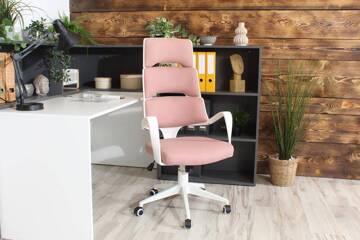 Fotel biurowy TRINI różowo-biały