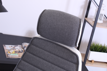 Fotel biurowy z tkaniny i ekoskóry MEZO szaro-biały