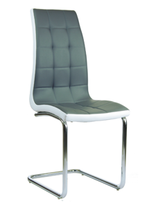 Pikowane krzesło CORSO A na płozach | szaro-biała ekoskóra