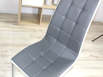 Pikowane krzesło CORSO A na płozach | szaro-biała ekoskóra