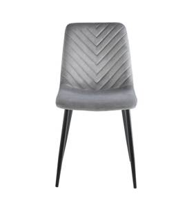 Stylowe krzesło welurowe ESLA szare z czarnymi nogami