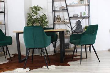 Tapicerowane krzesło z podłokietnikami CARBO | zielony welur, czarne nogi