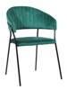 Eleganckie krzesło do jadalni MARGO | zielony welur, czarny stelaż