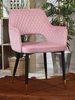 Eleganckie krzesło do jadalni z przeszyciami FRANCO różowe na czarno-złotych nogach