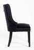 Eleganckie welurowe krzesło z ćwiekami i kołatką HUGO czarne