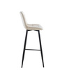 Eleganckie wysokie krzesło barowe PROXI II pikowane z beżowego weluru na czarnych nogach