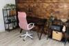 Fotel biurowy do nowoczesnego biura DENZEL różowo-biały