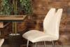 Krzesło z uchwytem tapicerowane MOLLY | beżowy welur, srebrne detale