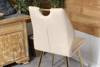 Nowoczesne krzesło welurowe MOLLY | beżowa tkanina, złote detale