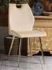 Nowoczesne krzesło welurowe MOLLY | beżowa tkanina, złote detale