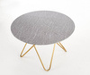 Piękny stół okrągły w stylu glamour BONELLO blat - popielaty marmur/ nogi - złoty