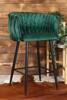 Welurowe krzesło barowe do wyspy ROSA 3 | zielona plecionka, czarny stelaż