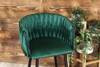Welurowe krzesło barowe do wyspy ROSA 3 | zielona plecionka, czarny stelaż