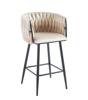 Welurowe krzesło barowe loft ROSA 3 | beżowa plecionka, czarny stelaż