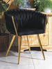 Welurowe krzesło glamour ROSA | czarna plecionka, złoty stelaż