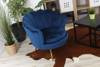 Welurowy fotel muszelka VIDAL | granatowa tapicerka, złote nóżki