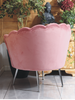 Welurowy fotel muszelka VIDAL | różowa tapicerka, srebrne nóżki