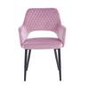Wygodne krzesło do jadalni z podłokietnikami FRANCO B różowe na czarnych nogach