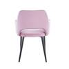 Wygodne krzesło do jadalni z podłokietnikami FRANCO B różowe na czarnych nogach