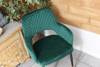 Wygodne krzesło do jadalni z podłokietnikami FRANCO B zielone na czarnych nogach